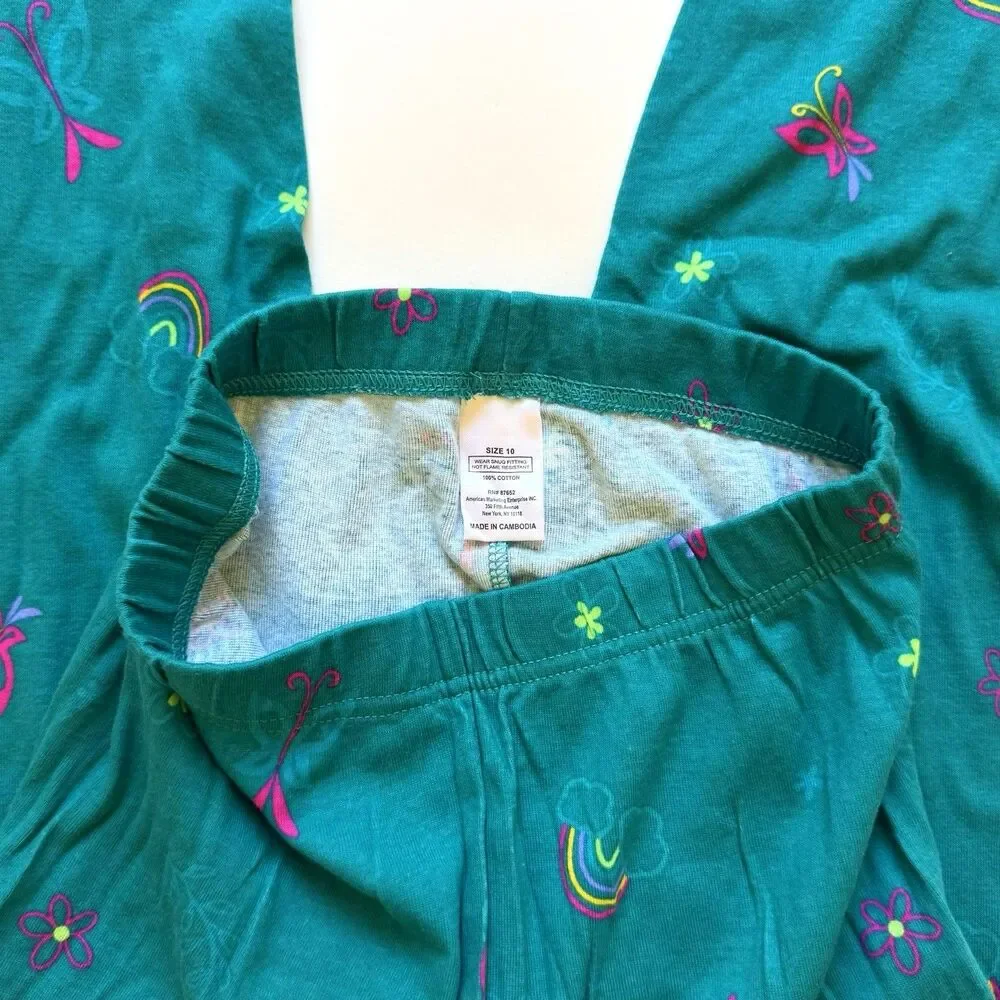 Disney Encanto Mirabel Girls Pajama Set Size 10 2 Pc Teal Long Sleeve Cotton